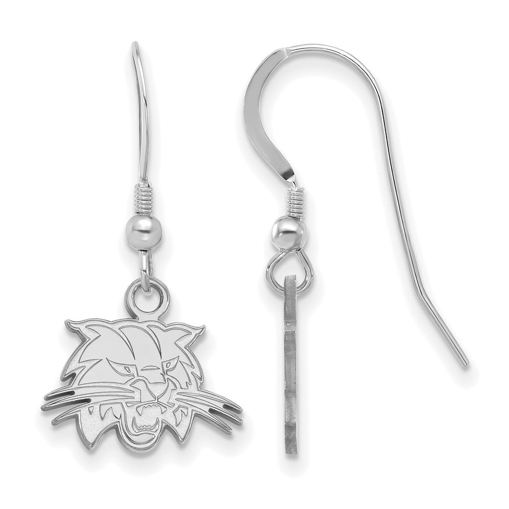 Sterling Silver Rhodium Plated Logoart Ohio University Bobcat Extra Small Dangle Wire Earrings