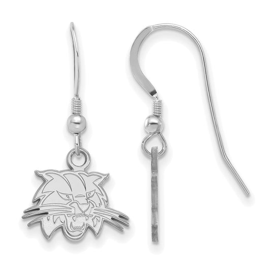 Sterling Silver Rhodium Plated Logoart Ohio University Bobcat Extra Small Dangle Wire Earrings