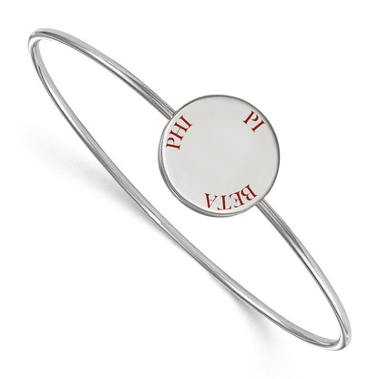 Sterling Silver Rh Plated Logoart Pi Beta Phi Enameled Slip On Bangle