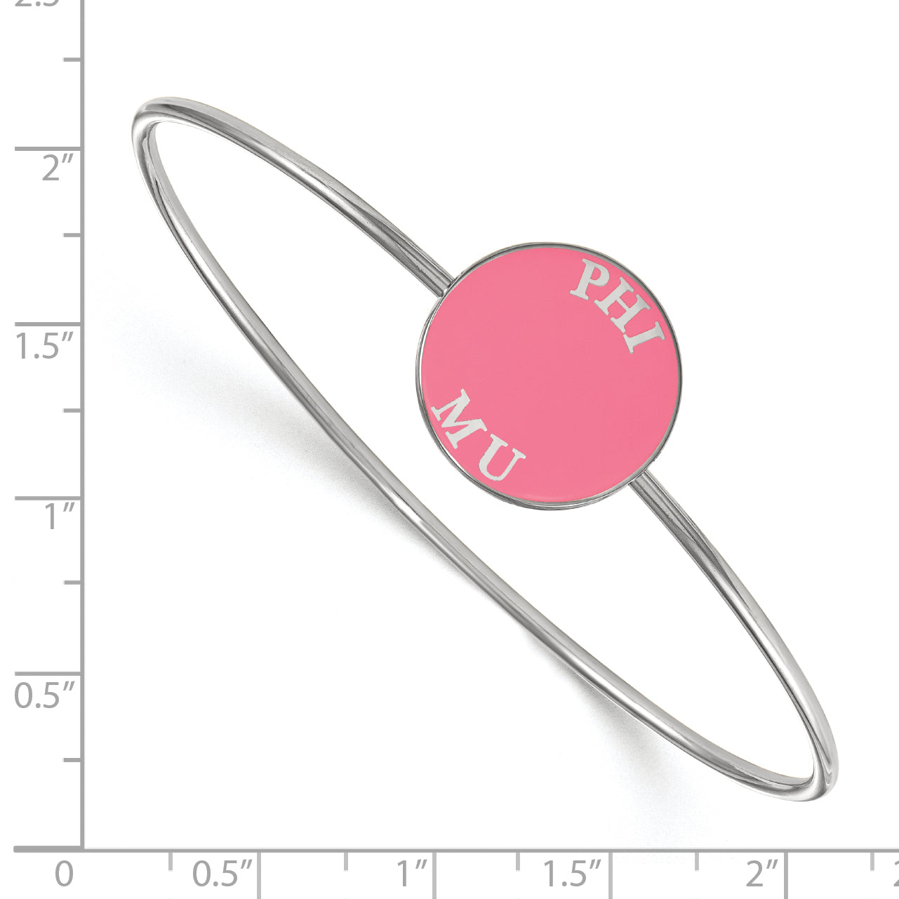 Sterling Silver Rh Plated Logoart Phi Mu Enameled Slip On Bangle