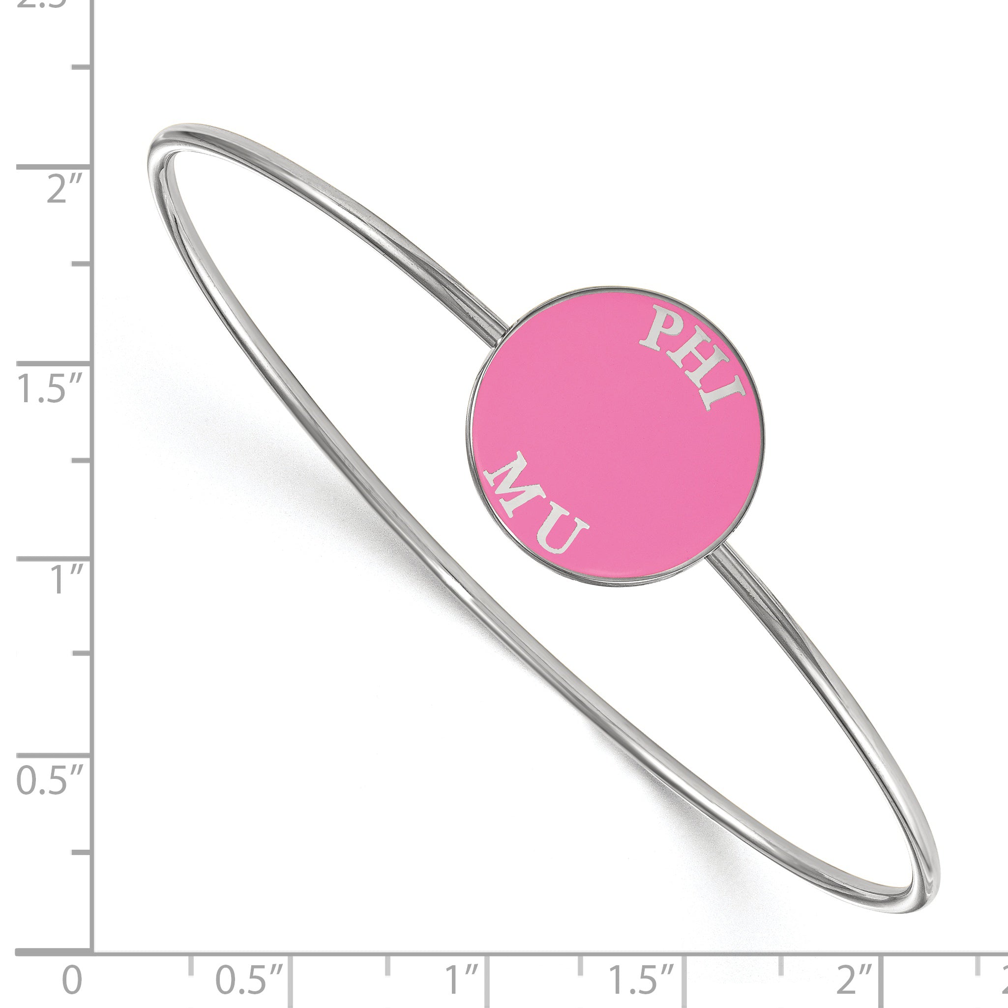 Sterling Silver Rh Plated Logoart Phi Mu Enameled Slip On Bangle