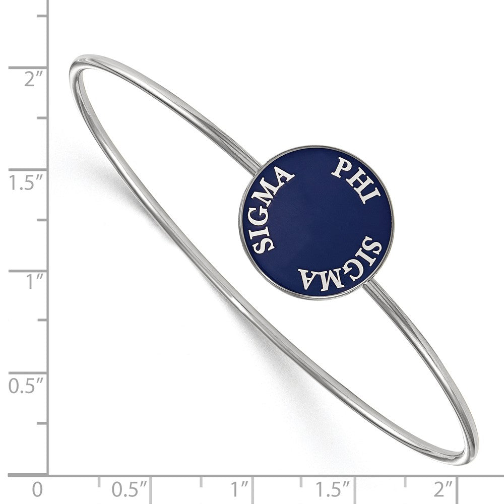 Sterling Silver Rh Plated Logoart Phi Sigma Enameled Slip On Bangle