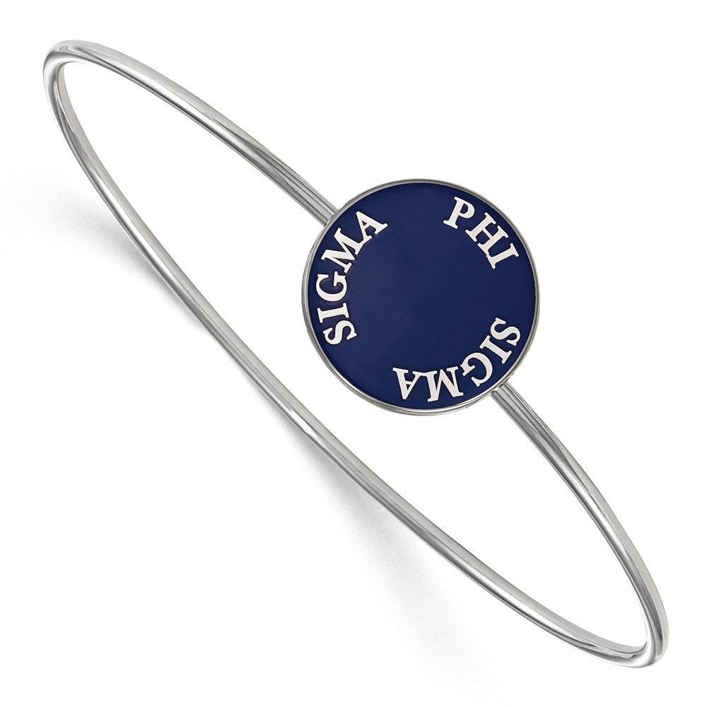 Sterling Silver Rh Plated Logoart Phi Sigma Enameled Slip On Bangle