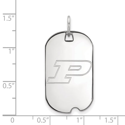10K White Gold Logoart Purdue University Letter P Small Dog Tag Pendant