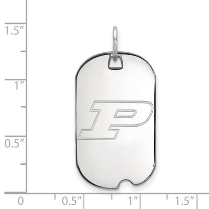 Sterling Silver Rhodium Plated Logoart Purdue University Letter P Small Dog Tag Pendant