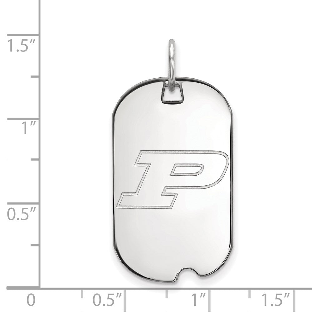 14K White Gold Logoart Purdue University Letter P Small Dog Tag Pendant