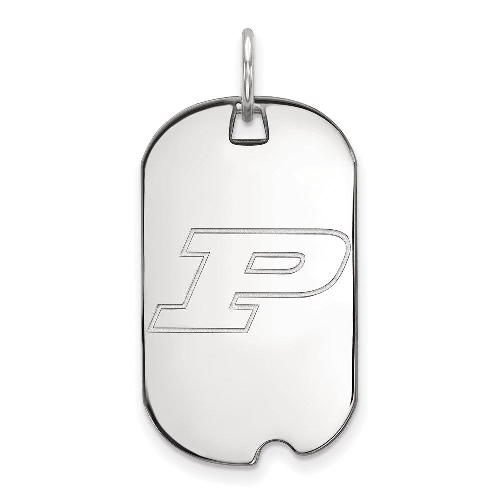 10K White Gold Logoart Purdue University Letter P Small Dog Tag Pendant