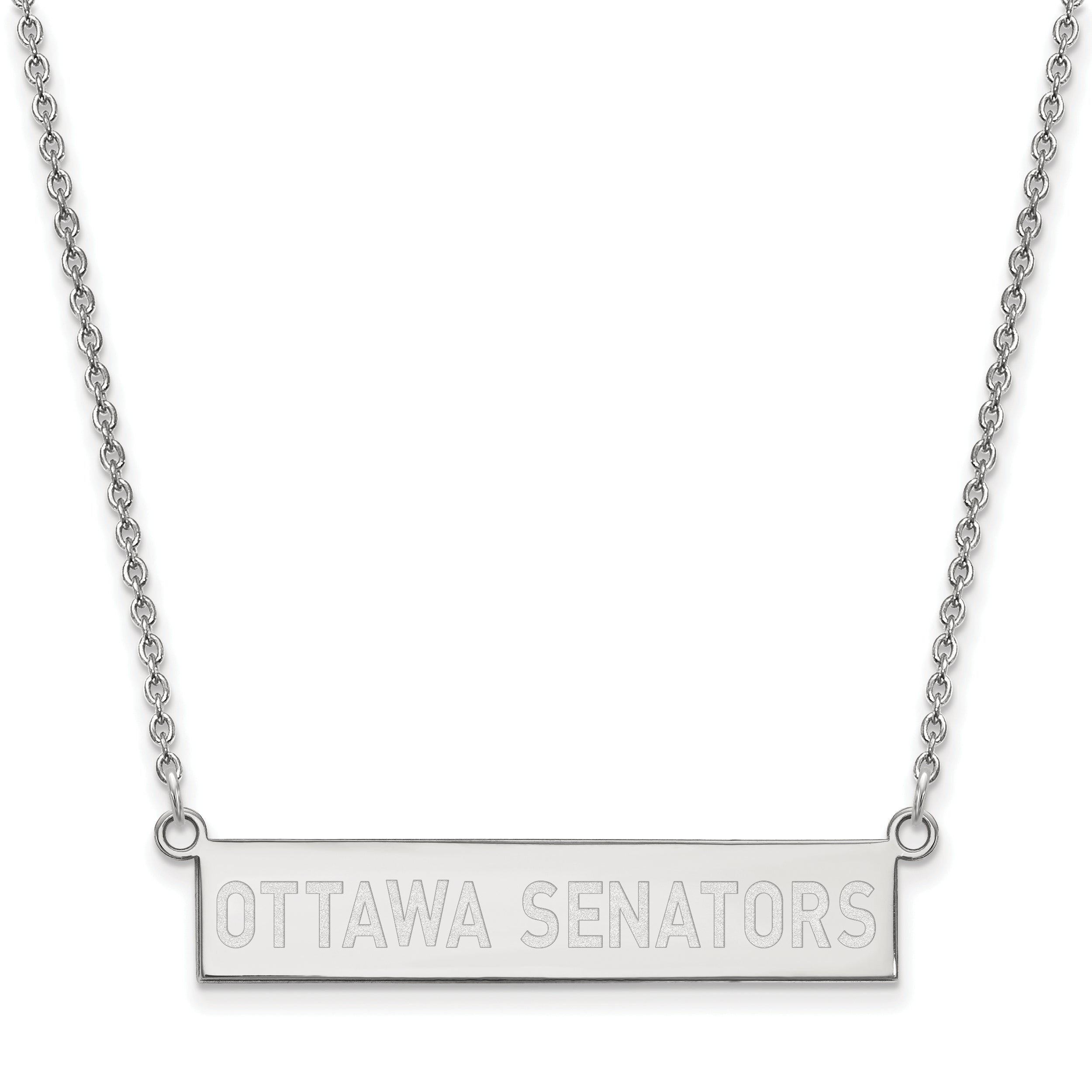 Sterling Silver Rhodium Plated Nhl Logoart Ottawa Senators Small Bar 18 Inch Necklace