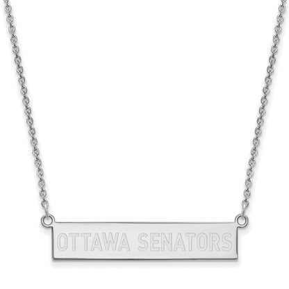 Sterling Silver Rhodium Plated Nhl Logoart Ottawa Senators Small Bar 18 Inch Necklace