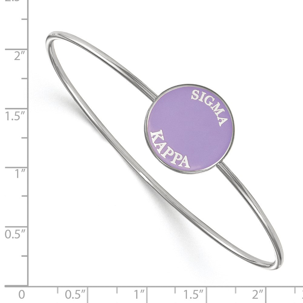 Sterling Silver Rh Plated Logoart Sigma Kappa Enameled Slip On Bangle