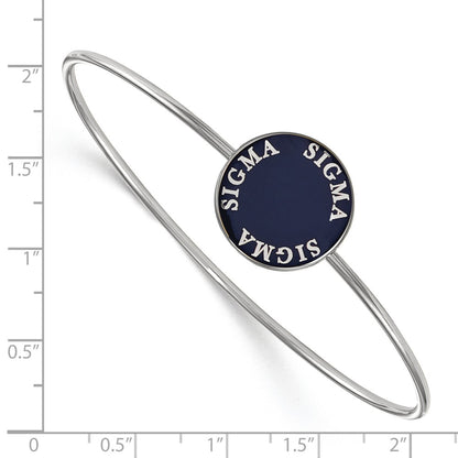 Sterling Silver S. Rh Plated Logoart Sigma Enameled Slip On Bangle