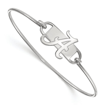 Sterling Silver Rhodium Plated Logoart University Of Alabama Letter A Medium Center 7 Inch Wire Bangle
