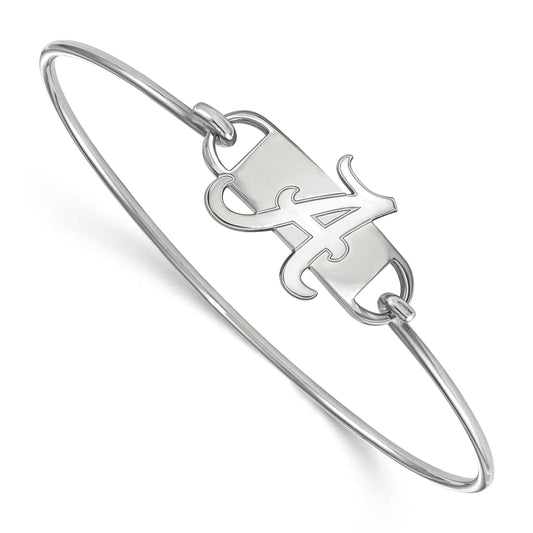 Sterling Silver Rhodium Plated Logoart University Of Alabama Letter A Medium Center 7 Inch Wire Bangle