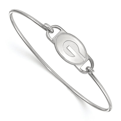 Sterling Silver Rhodium Plated Logoart University Of Georgia Letter G Small Center 7 Inch Wire Bangle