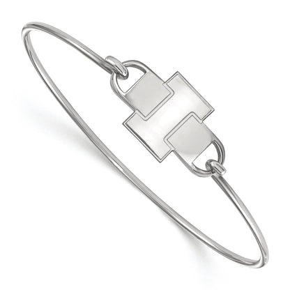 Sterling Silver Rhodium Plated Logoart University Of Illinois Letter I Small Center 7 Inch Wire Bangle