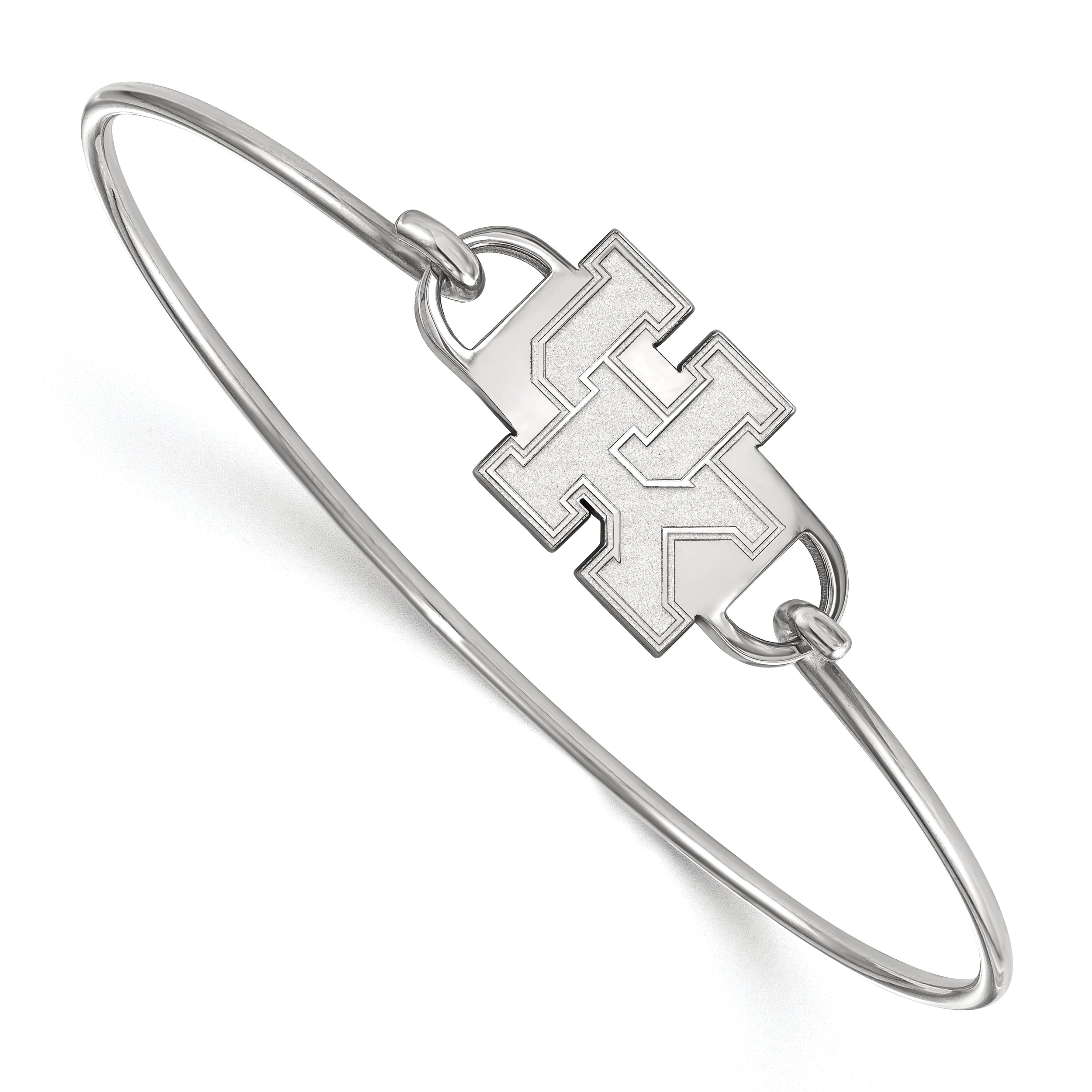 Sterling Silver Rhodium Plated Logoart University Of Kentucky U K Small Center 7 Inch Wire Bangle