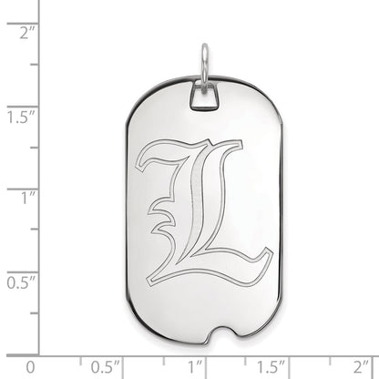 Sterling Silver Rhodium Plated Logoart University Of Louisville Letter L Large Dog Tag Pendant