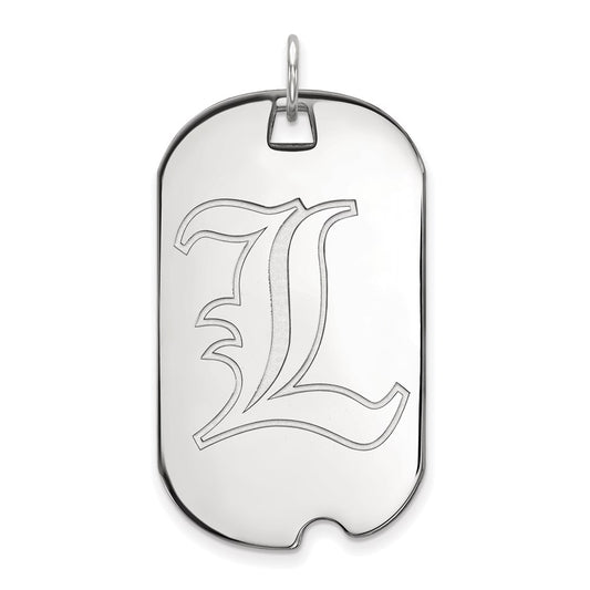 10K White Gold Logoart University Of Louisville Letter L Large Dog Tag Pendant