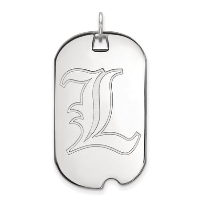 14K White Gold Logoart University Of Louisville Letter L Large Dog Tag Pendant