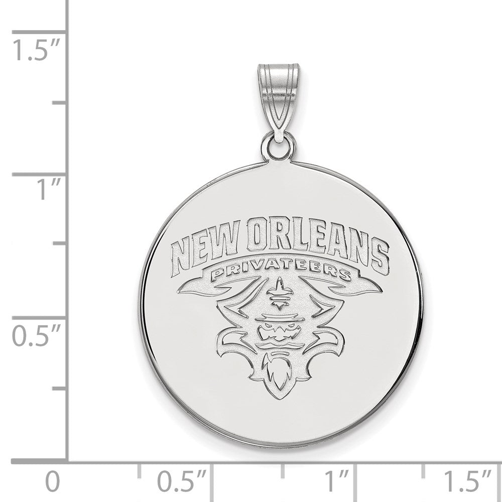 10K White Gold Logoart University Of New Orleans Privateers Extra Large Disc Pendant