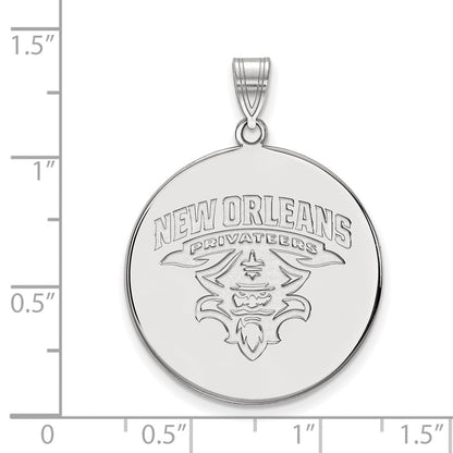 10K White Gold Logoart University Of New Orleans Privateers Extra Large Disc Pendant