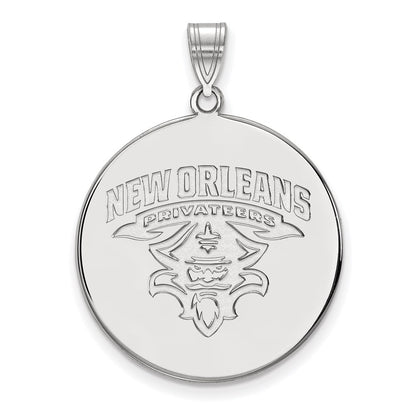 14K White Gold Logoart University Of New Orleans Privateers Extra Large Disc Pendant