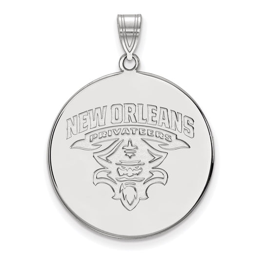 14K White Gold Logoart University Of New Orleans Privateers Extra Large Disc Pendant