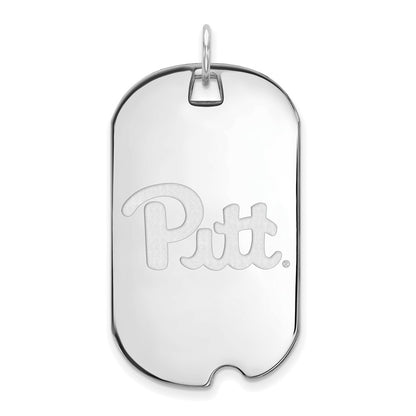 Sterling Silver Rhodium Plated Logoart University Of Pittsburgh Large Dog Tag Pendant