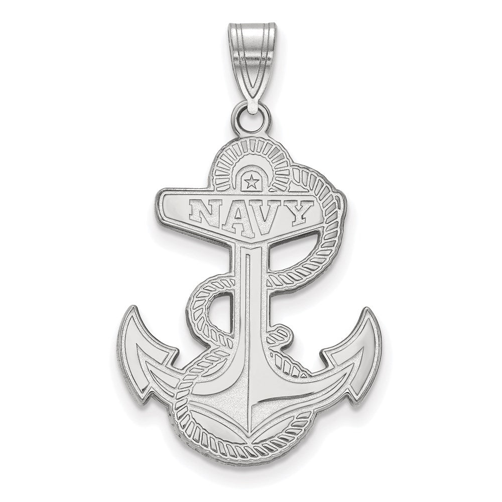 Sterling Silver Rhodium Plated Logoart Us Naval Academy Anchor Extra Large Pendant