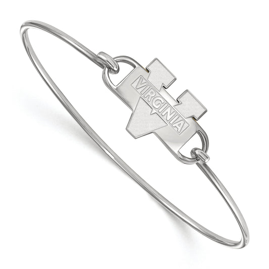 Sterling Silver Rhodium Plated Logoart University Of Virginia Small Center 7 Inch Wire Bangle