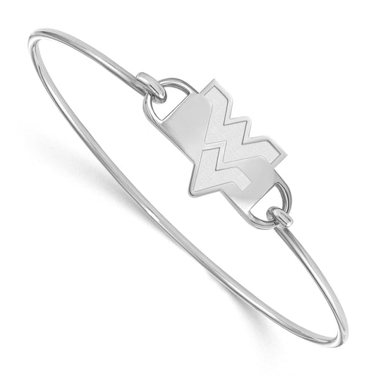 Sterling Silver Rhodium Plated Logoart West Virginia University W V Small Center 7 Inch Wire Bangle