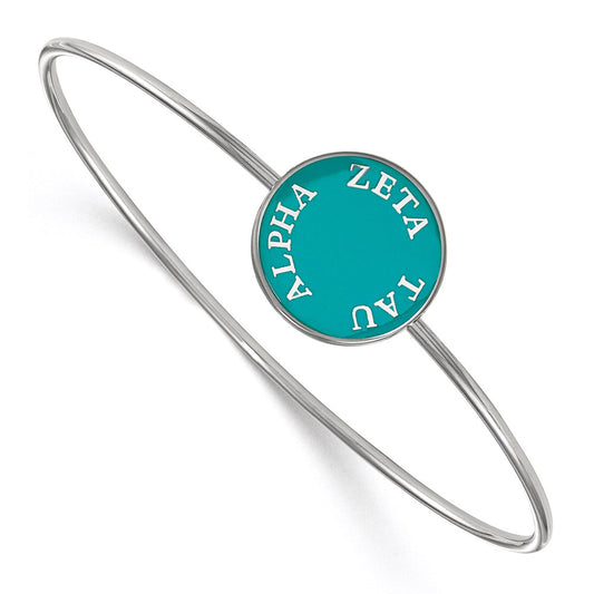 Sterling Silver Rh Plated Logoart Zeta Tau Alpha Enameled Slip On Bangle