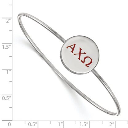 Sterling Silver Rh Plated Logoart Alpha Chi Omega Enameled Slip On Bangle