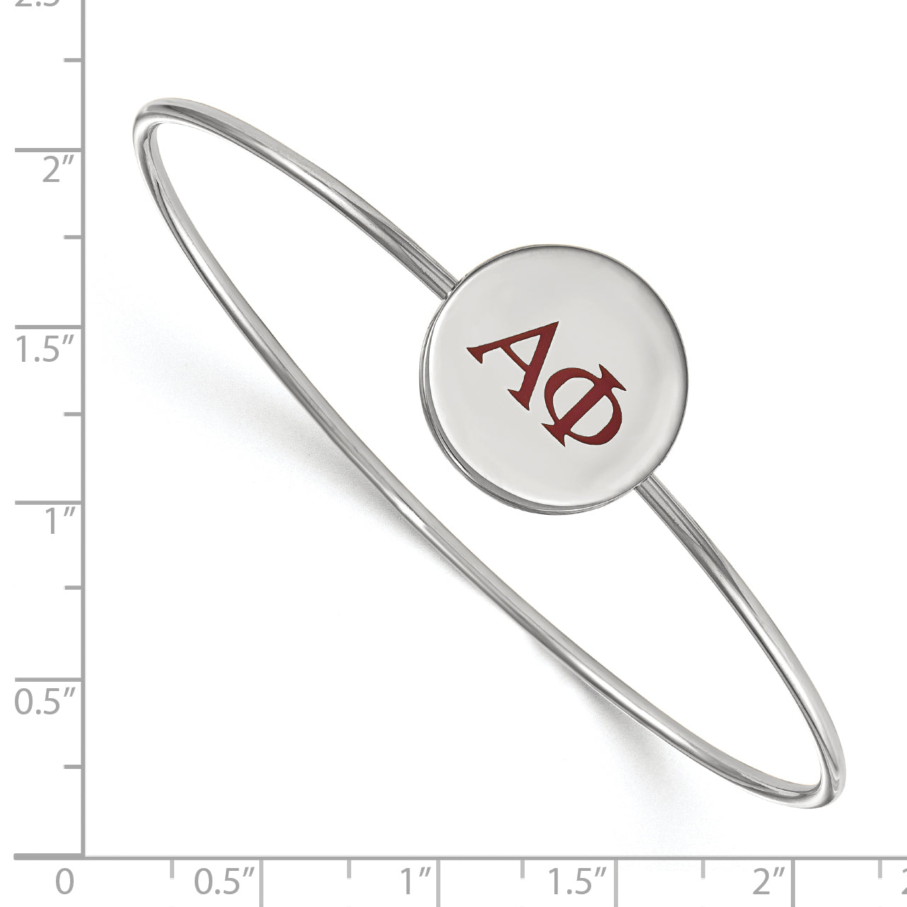 Sterling Silver Rh Plated Logoart Alpha Phi Enameled Slip On Bangle