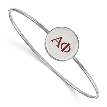 Sterling Silver Rh Plated Logoart Alpha Phi Enameled Slip On Bangle