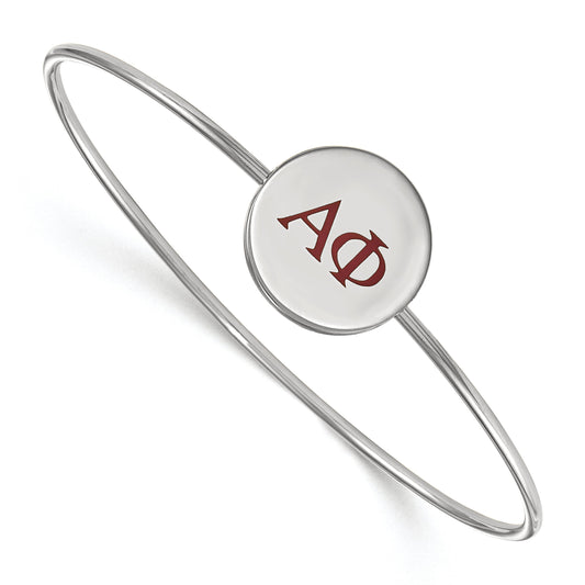 Sterling Silver Rh Plated Logoart Alpha Phi Enameled Slip On Bangle