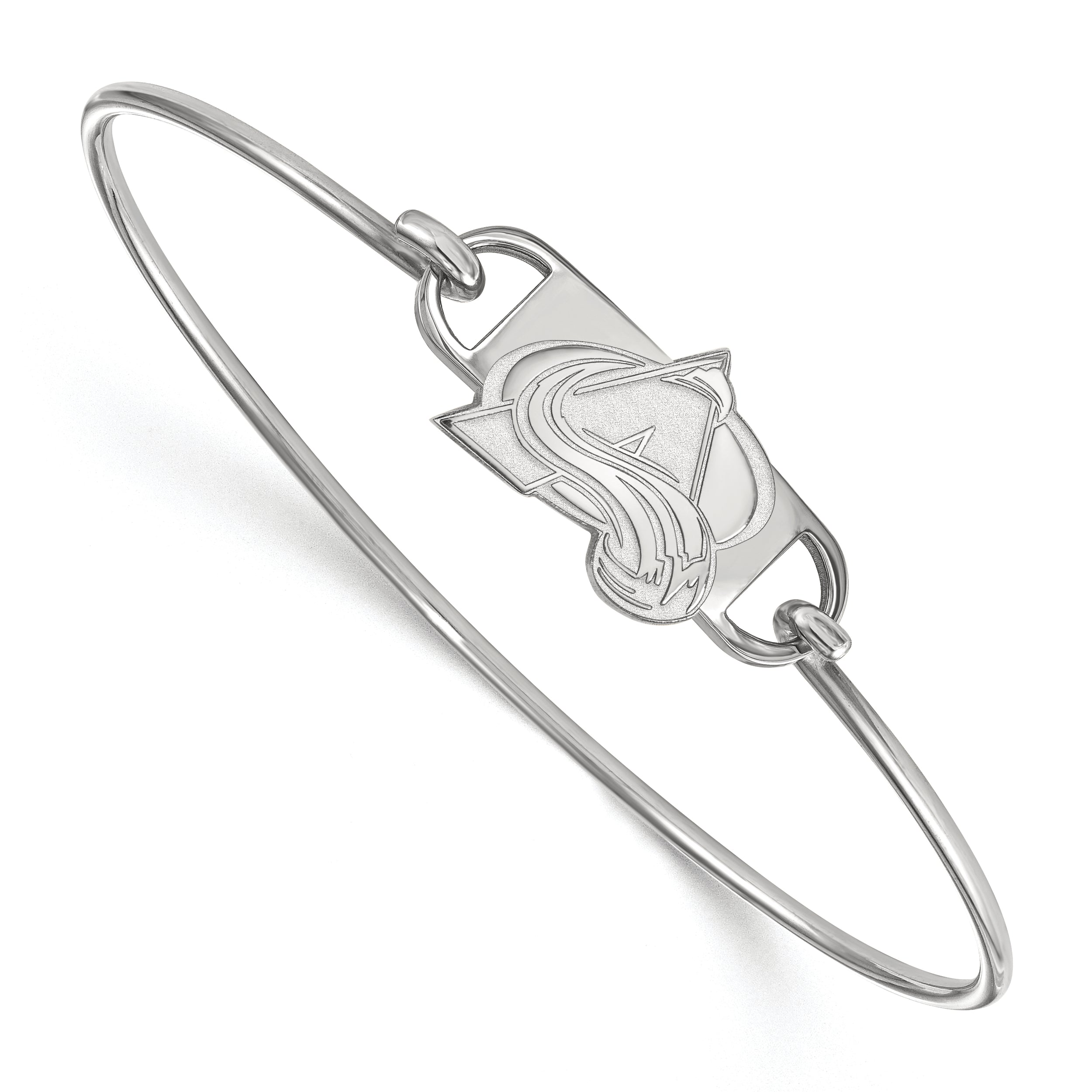 Sterling Silver Rhodium Plated Nhl Logoart Colorado Avalanche Letter A Small Center 7 Inch Wire Bangle