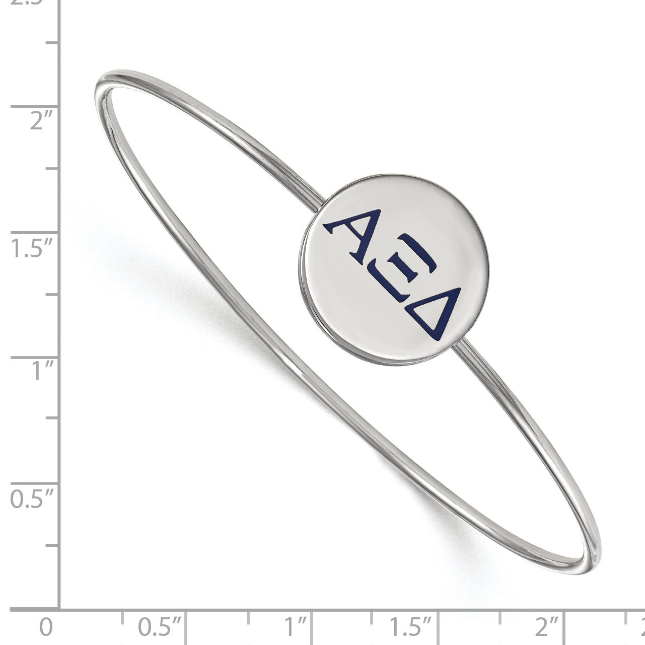 Sterling Silver Rh Plated Logoart Alpha Xi Delta Enameled Slip On Bangle