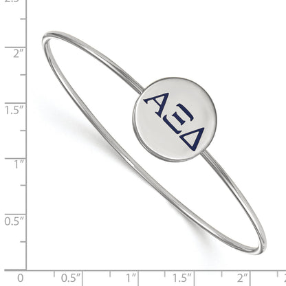 Sterling Silver Rh Plated Logoart Alpha Xi Delta Enameled Slip On Bangle