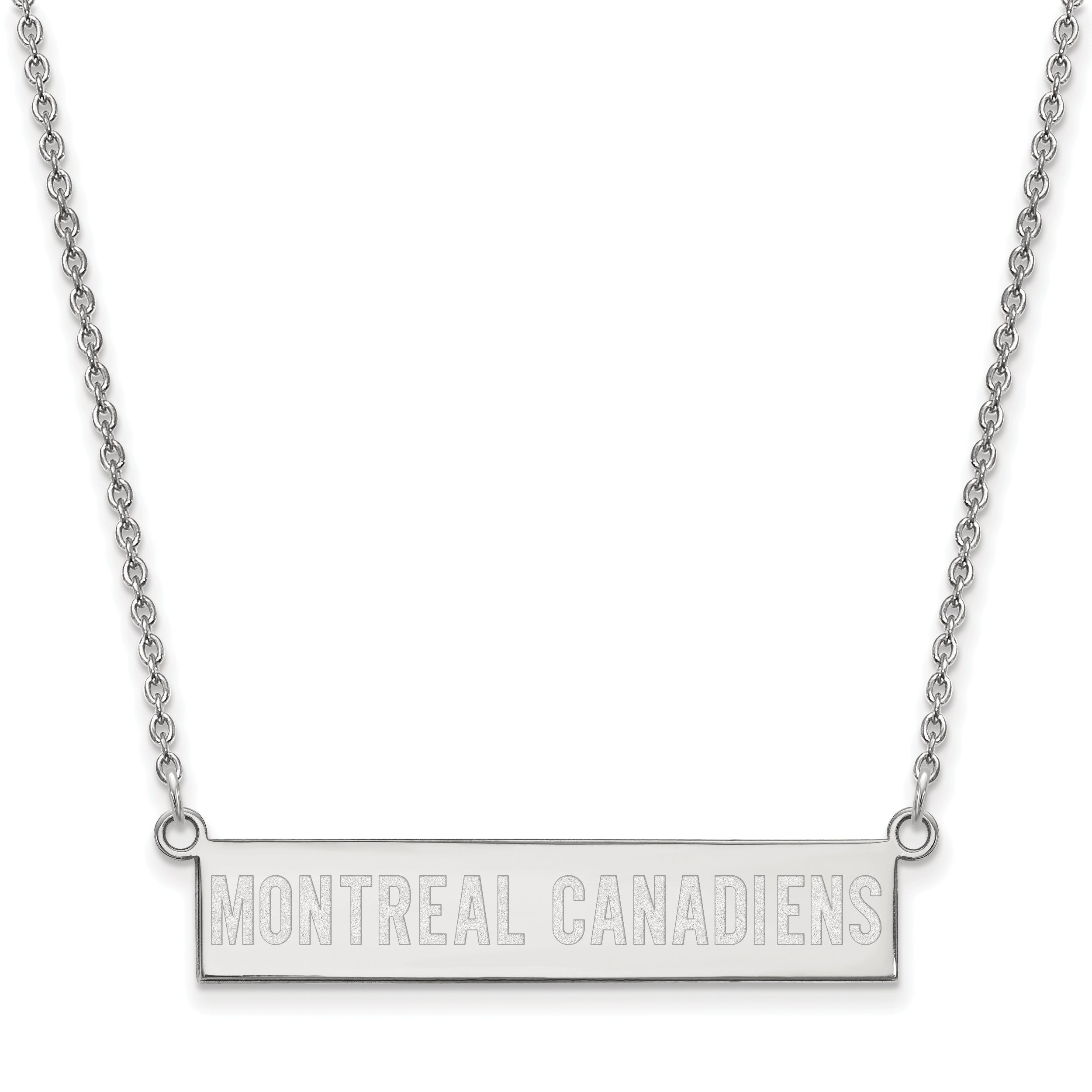 Sterling Silver Rhodium Plated Nhl Logoart Montreal Canadiens Small Bar 18 Inch Necklace