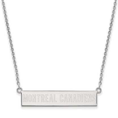Sterling Silver Rhodium Plated Nhl Logoart Montreal Canadiens Small Bar 18 Inch Necklace