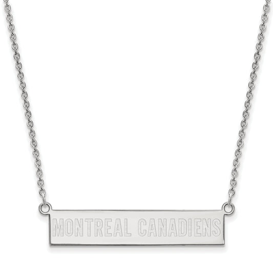 Sterling Silver Rhodium Plated Nhl Logoart Montreal Canadiens Small Bar 18 Inch Necklace