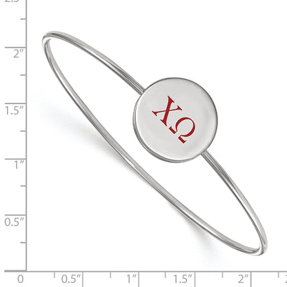 Sterling Silver Rh Plated Logoart Chi Omega Enameled Slip On Bangle