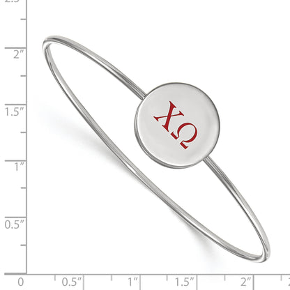 Sterling Silver Rh Plated Logoart Chi Omega Enameled Slip On Bangle