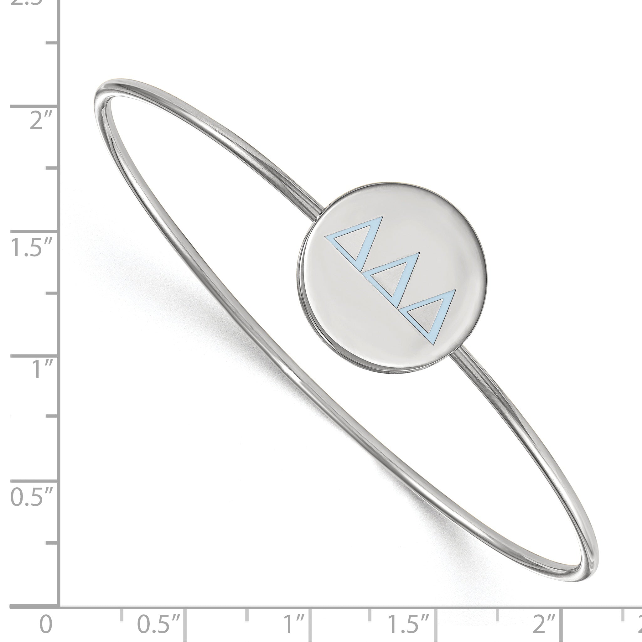 Sterling Silver S. Rh Plated Logoart Delta Enameled Slip On Bangle