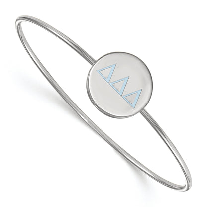 Sterling Silver S. Rh Plated Logoart Delta Enameled Slip On Bangle