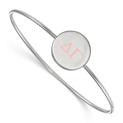 Sterling Silver Rh Plated Logoart Delta Gamma Enameled Slip On Bangle