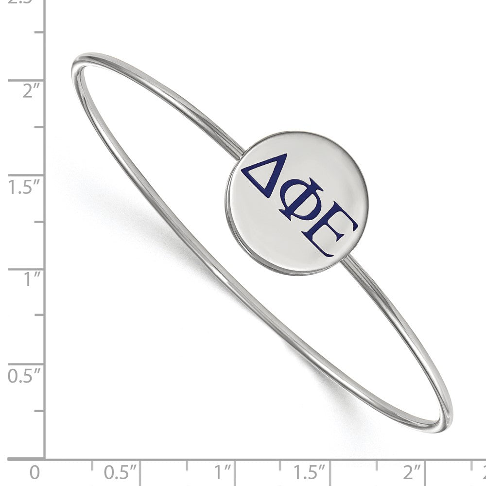 Sterling Silver S. Rh Plated Logoart Delta Phi Epsilon Enameled Slip On Bangle