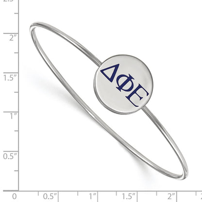 Sterling Silver S. Rh Plated Logoart Delta Phi Epsilon Enameled Slip On Bangle