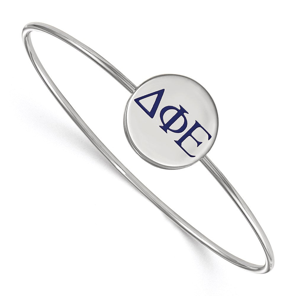 Sterling Silver S. Rh Plated Logoart Delta Phi Epsilon Enameled Slip On Bangle